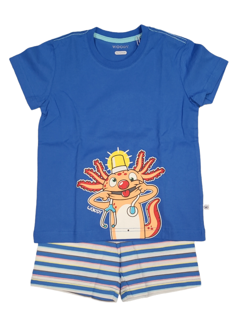 Jongens Pyjama K/M Short &quot;Axolotl&quot; Woody Blauw
