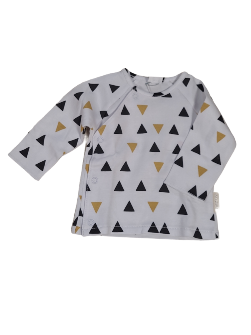 T-shirt L/m &quot;Driehoekjes&quot; Petit Oh! Wit
