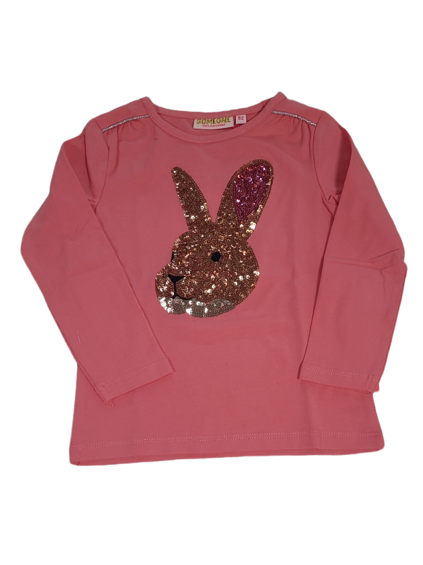 T-Shirt L/M &quot;Konijn&quot; Someone Roos