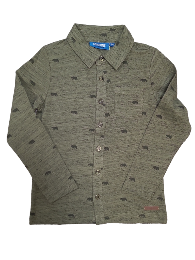 Polo L/M Someone Kaki Bedrukt