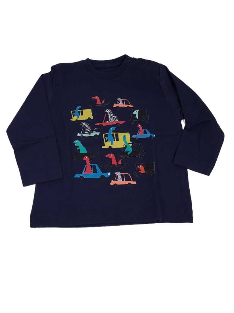 T-shirt L/M &quot;Dino Traffic&quot; Filou &amp; Friends Donkerblauw