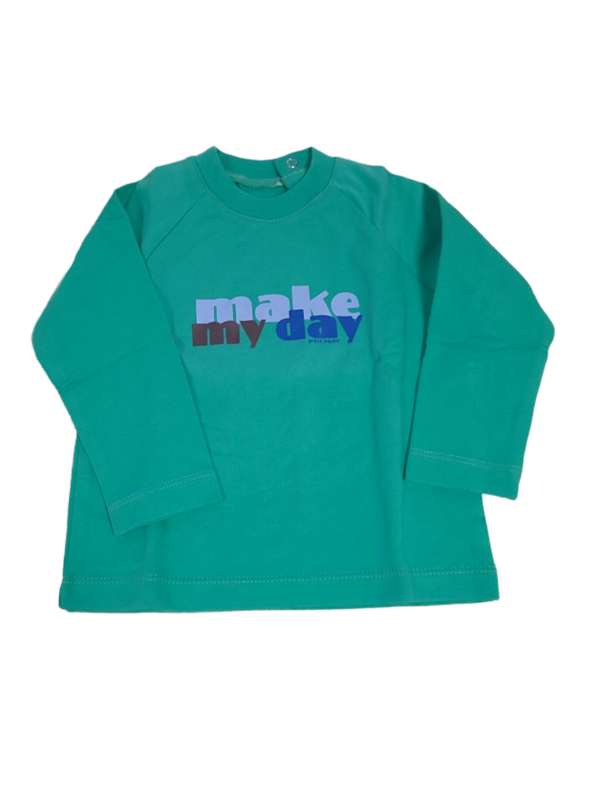 T-shirt L/M &quot;Make My Day&quot; P&#39;tit Filou Groen