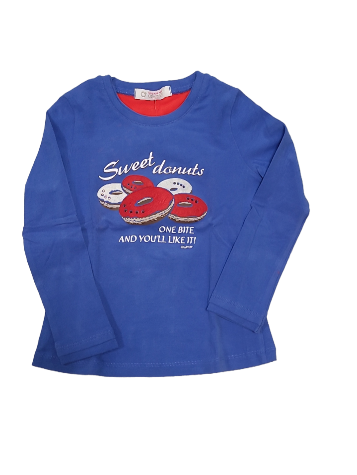 T-shirt L/M &quot;Sweet Donuts&quot; Gymp Blauw