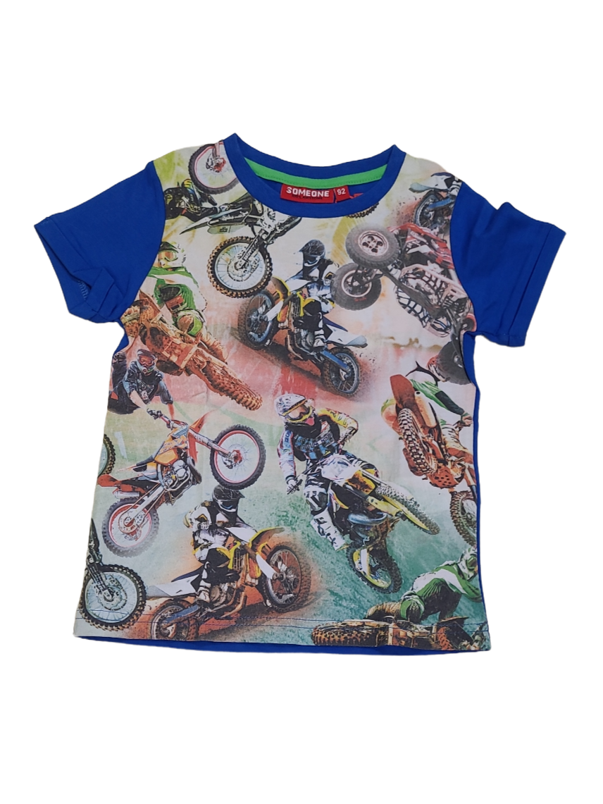 T-shirt Crossmotor Someone Blauw