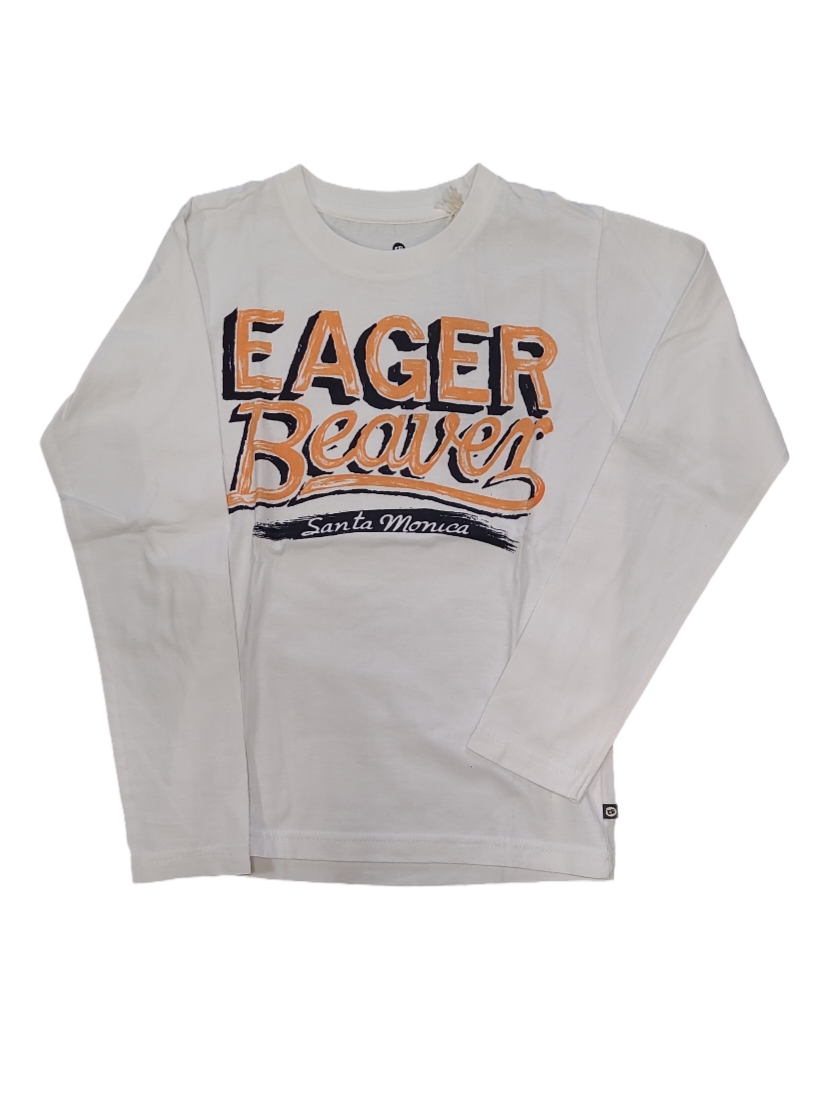 T-shirt L/M &quot;Eager&quot; Eager Beaver Wit