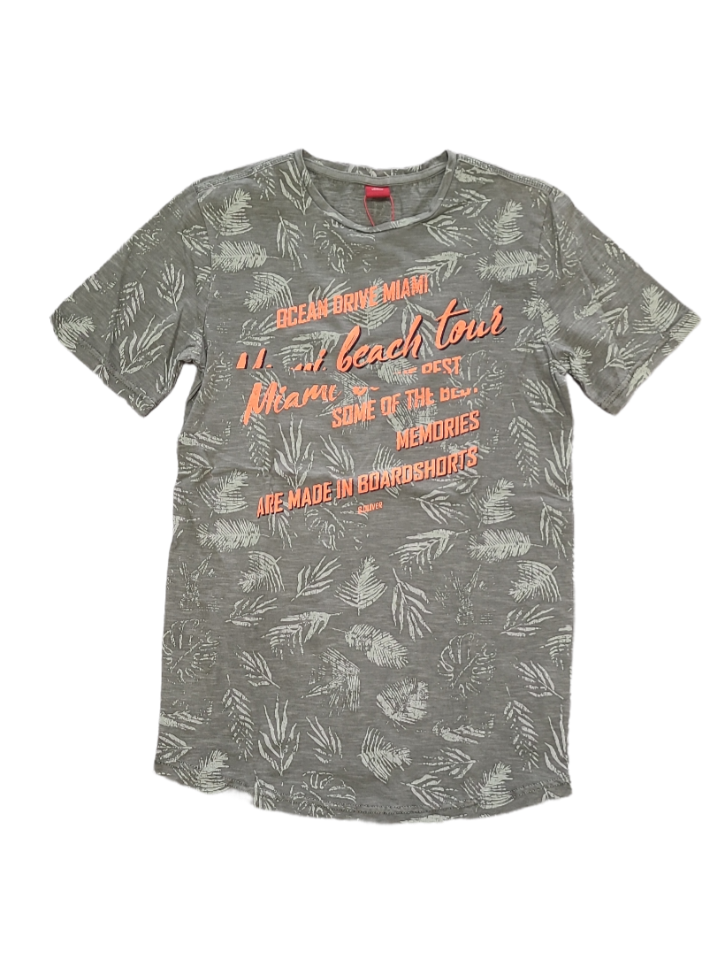 T-shirt &quot;Ocean Drive Miami&quot; S-Oliver Kaki Bedrukt