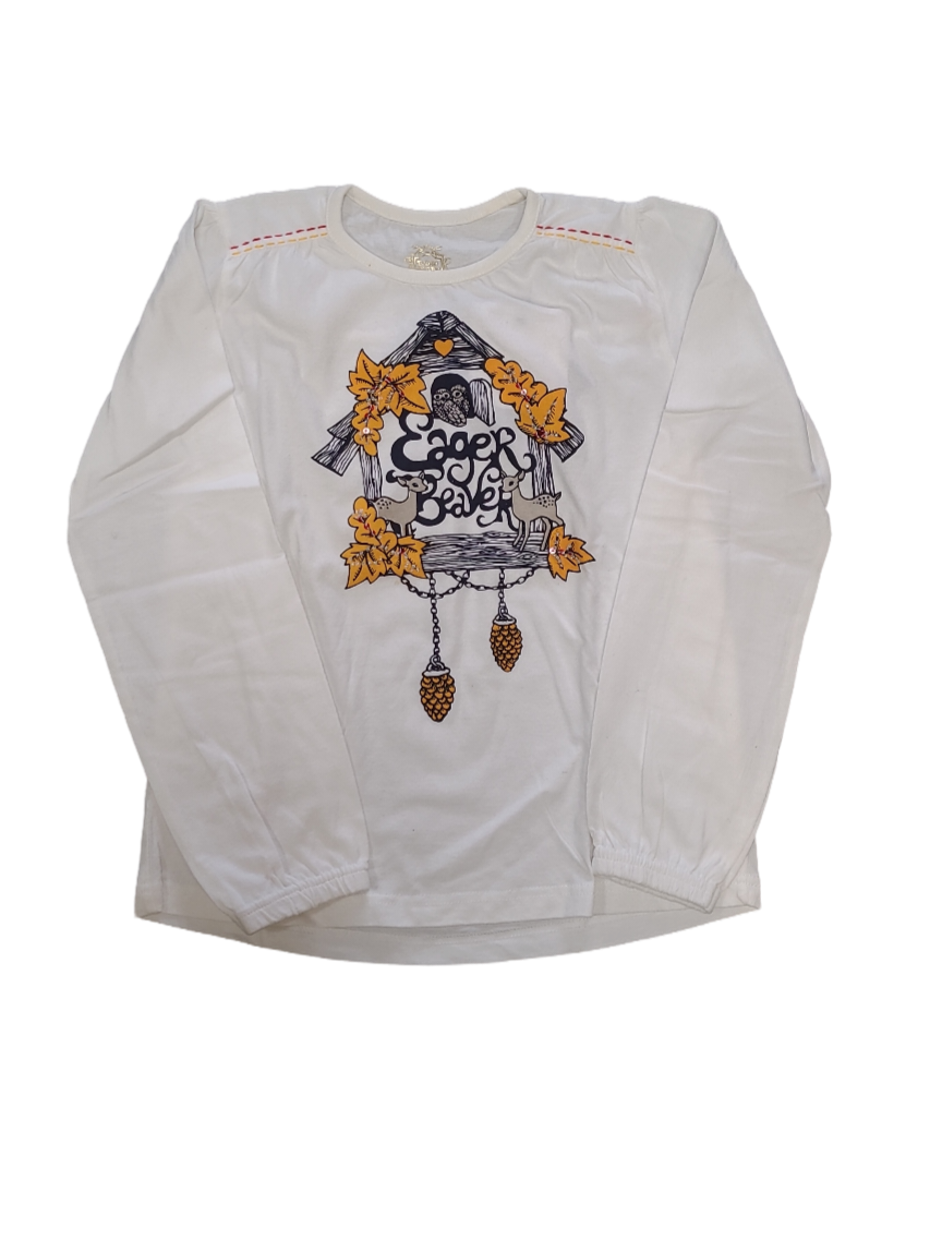 T-shirt L/M &quot;Eager&quot; Eager Beaver Wit