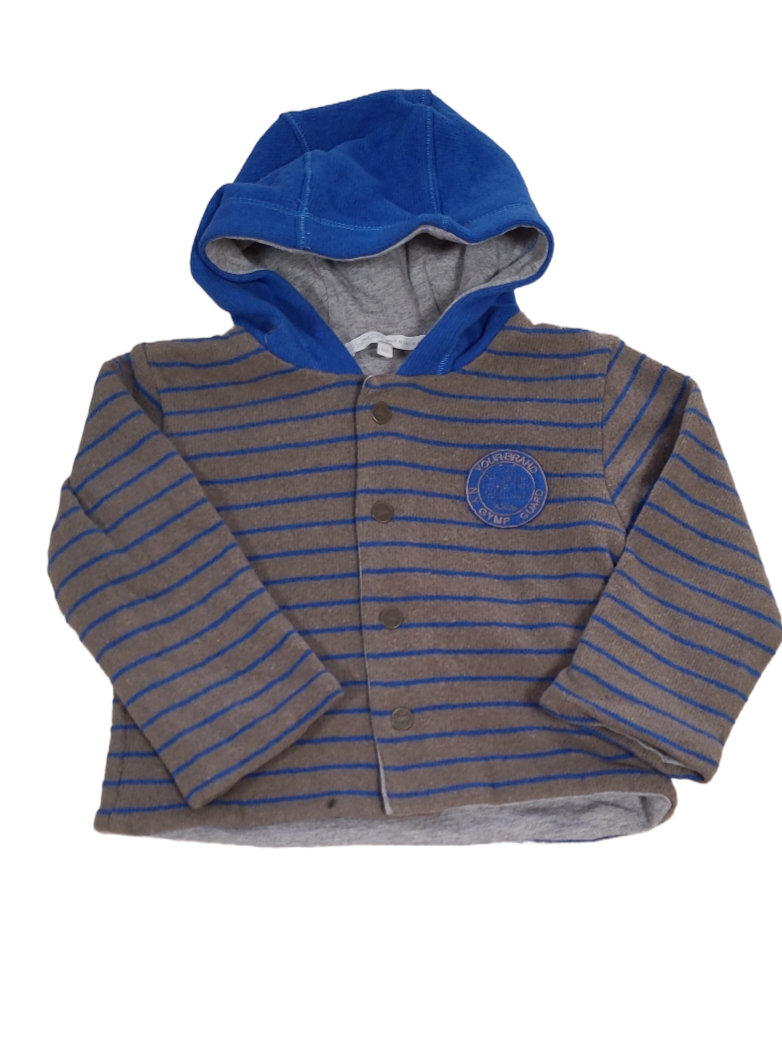 Gilet/Kap Gymp Taupe/Blauw Gestreept