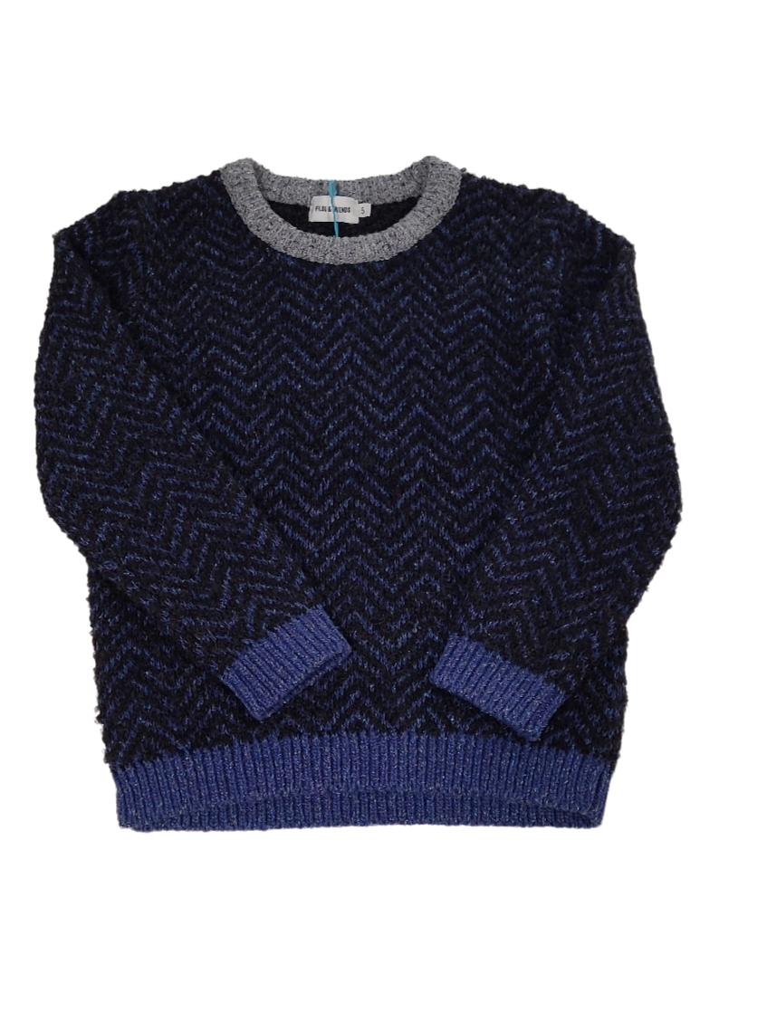 Pull Tricot Filou &amp; Friends Blauw/Grijs