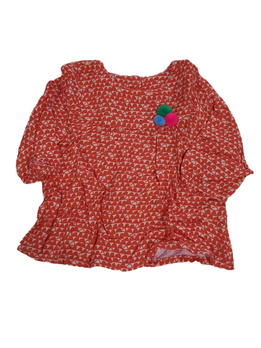 Blouse Pomponnetjes P&#39;tit Filou Koraal Bedrukt