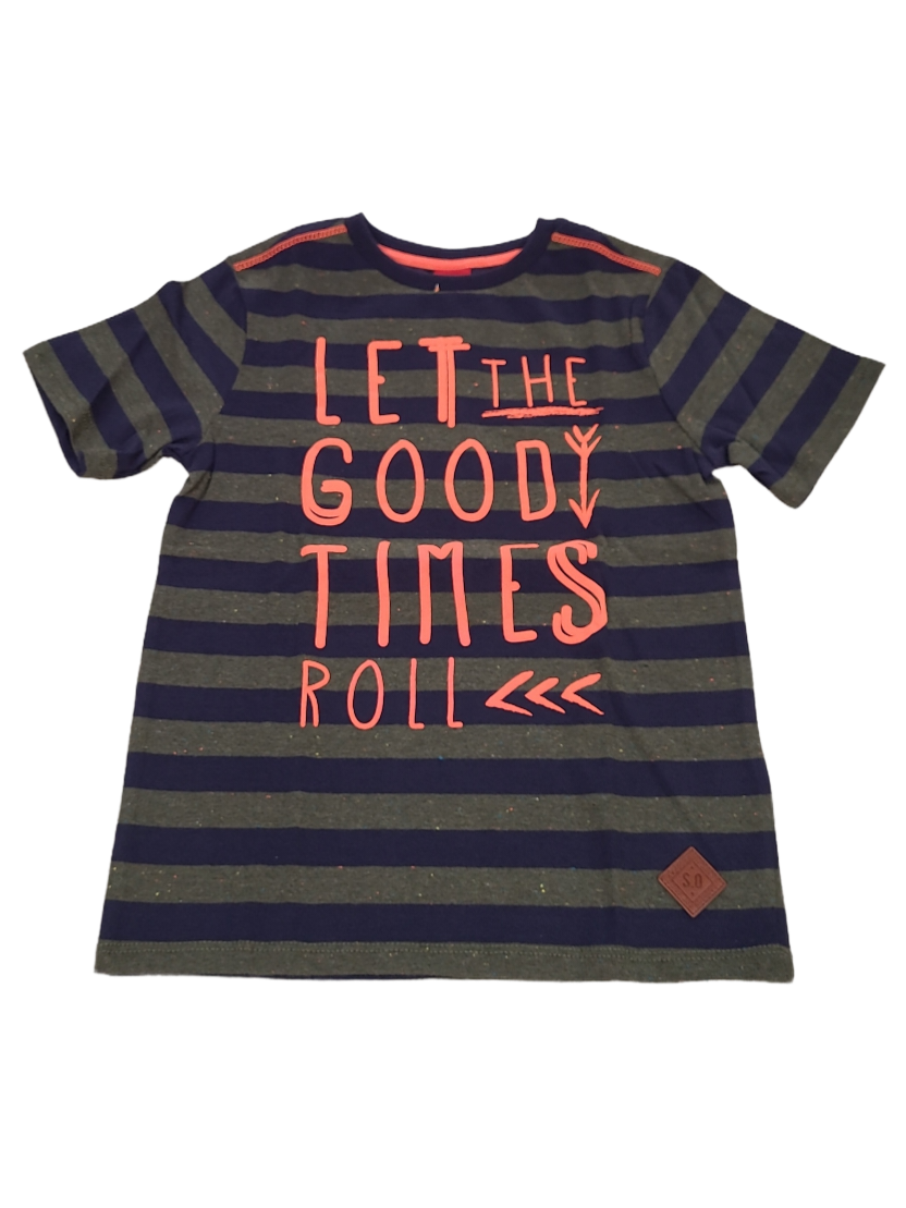 T-shirt &quot;Let The Good Times Roll&quot; S-Oliver Kaki/Zwart Gestreept