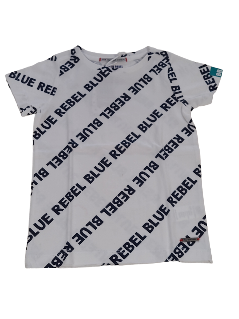 T-shirt Blue Rebel Wit Bedrukt