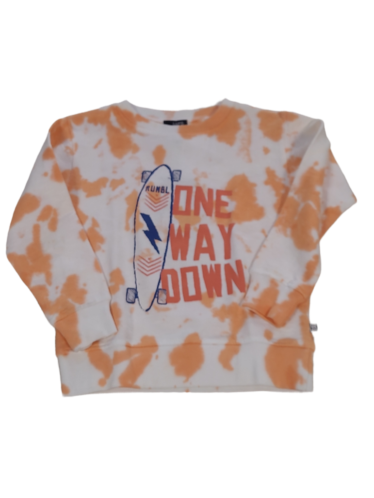 Sweater &quot;One Way Down&quot; Ecru/Oranje Bedrukt