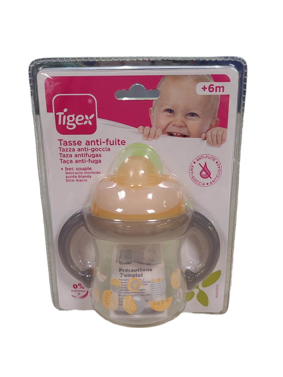 Anti-lek Beker &quot;Fruit&quot; Tigex Grijs/Oranje +6m