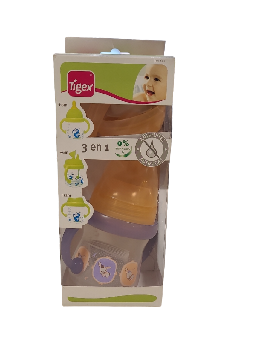 Antilek Zuigfles/Beker 3-in-1 Tigex +0m/+6m/+12m
