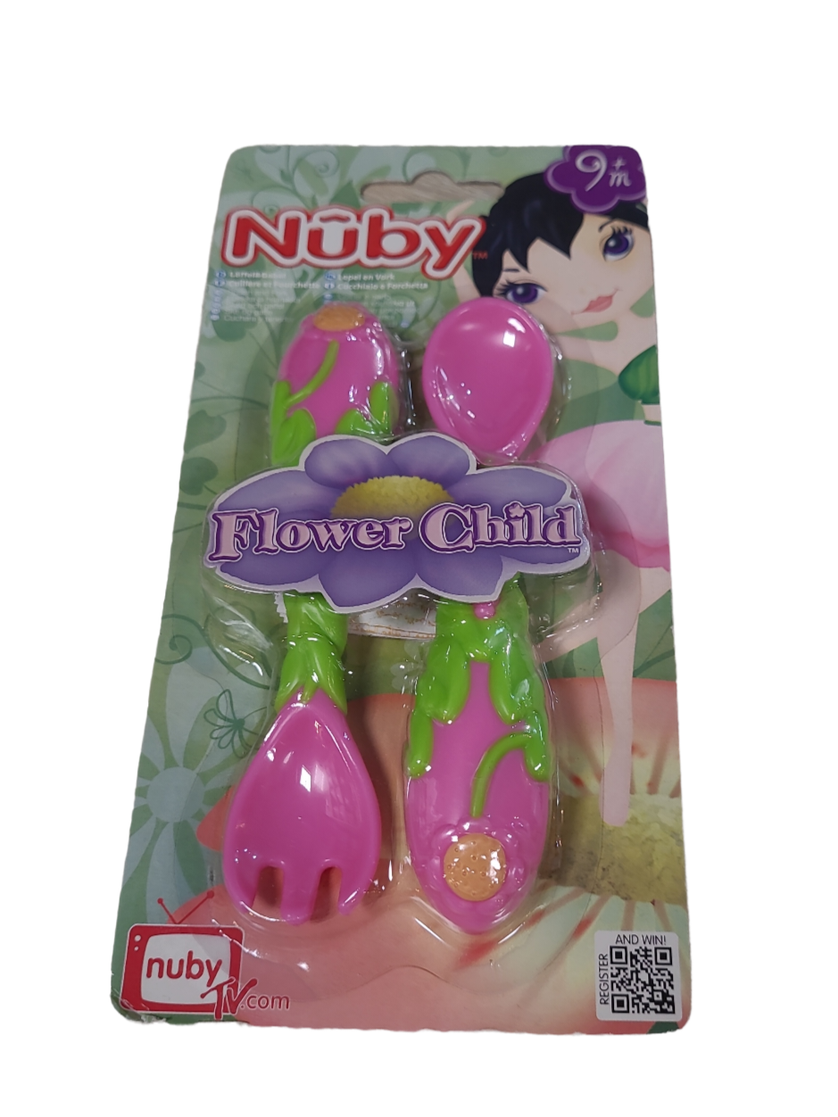 Lepel/Vork &quot;Flower Child&quot; Nuby Roos