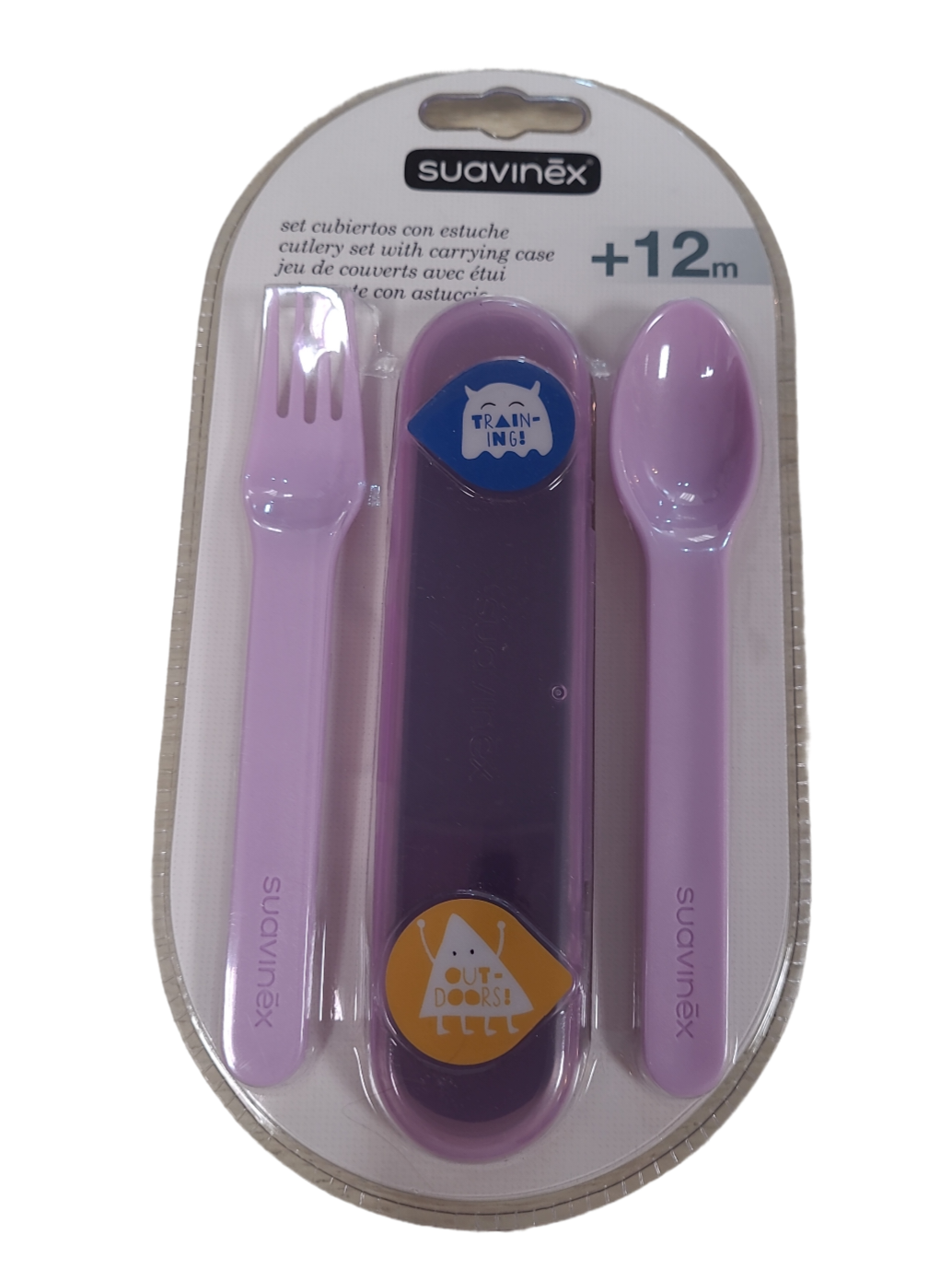 Lepel/Vork + Doosje Suavinex Lila +12m