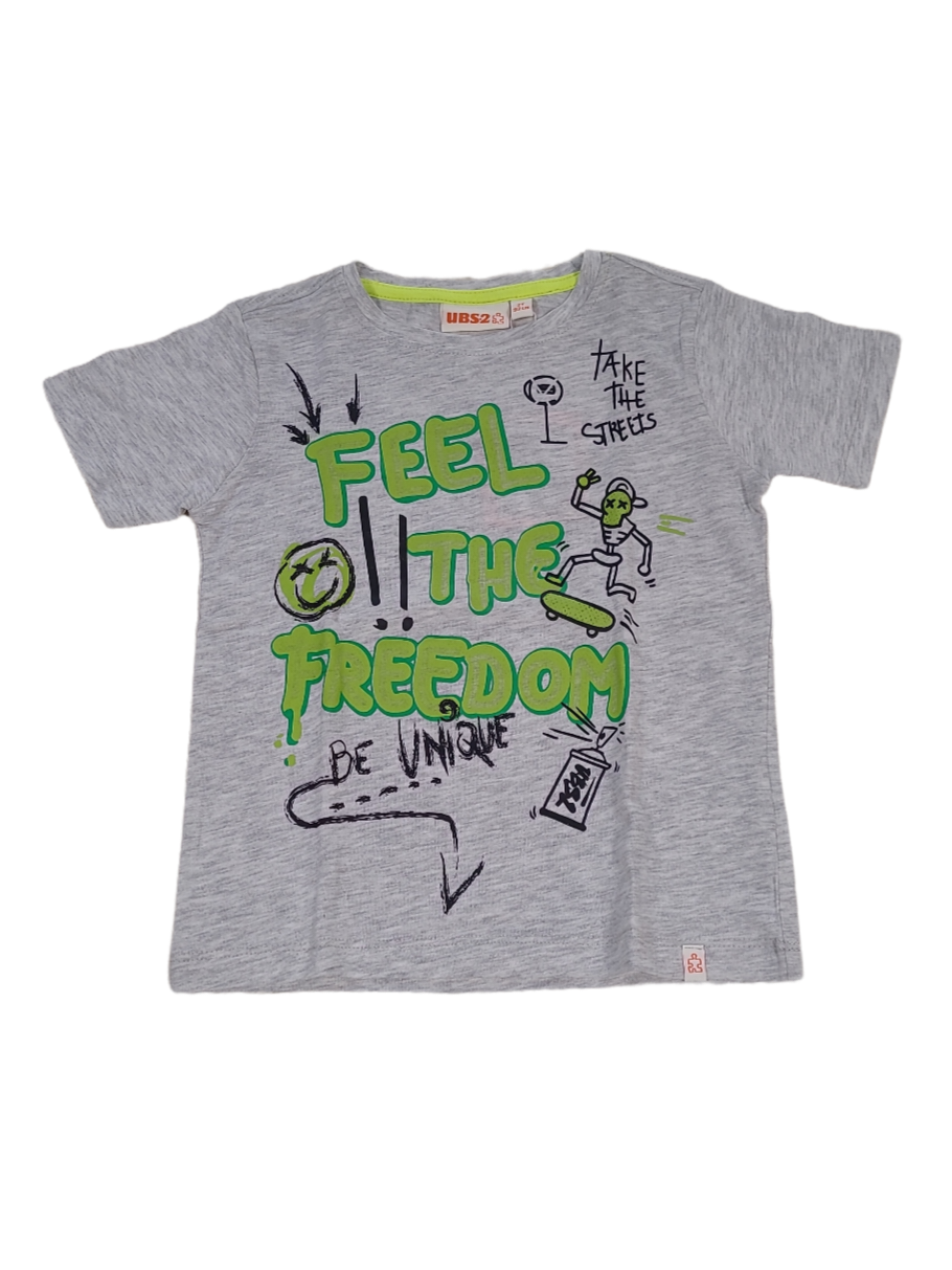 T-shirt &quot;Feel The Freedom&quot; UBS2 Grijs