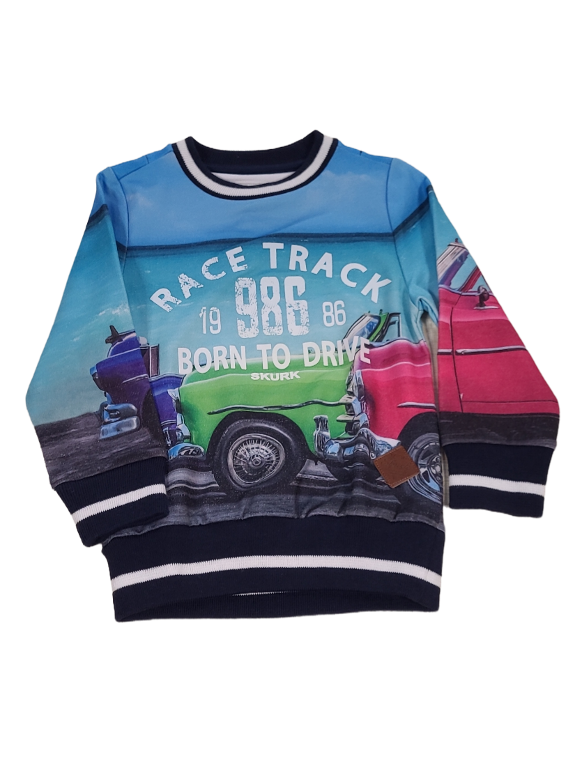 Sxeater &quot;Race Track&quot; Skurk Blauw Bedrukt