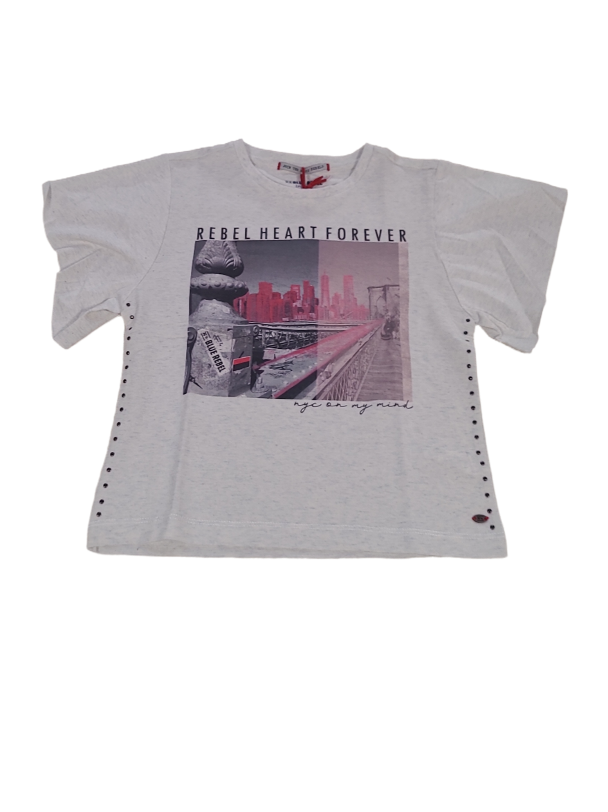 T-shirt &quot;Rebel Heart Forever&quot; Blue Rebel Off White