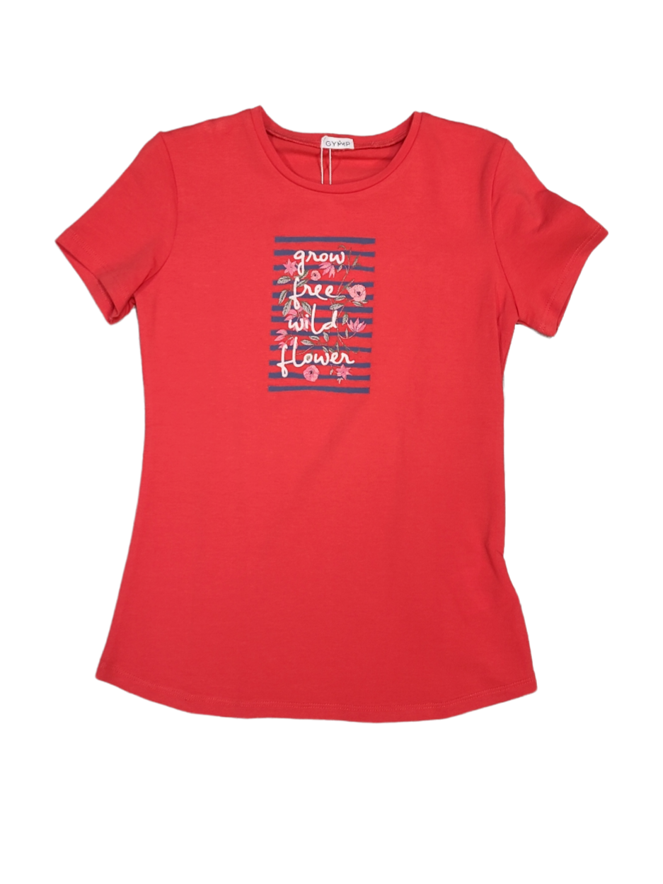T-shirt &quot;Grow Free Wild Flower&quot; Gymp Rood