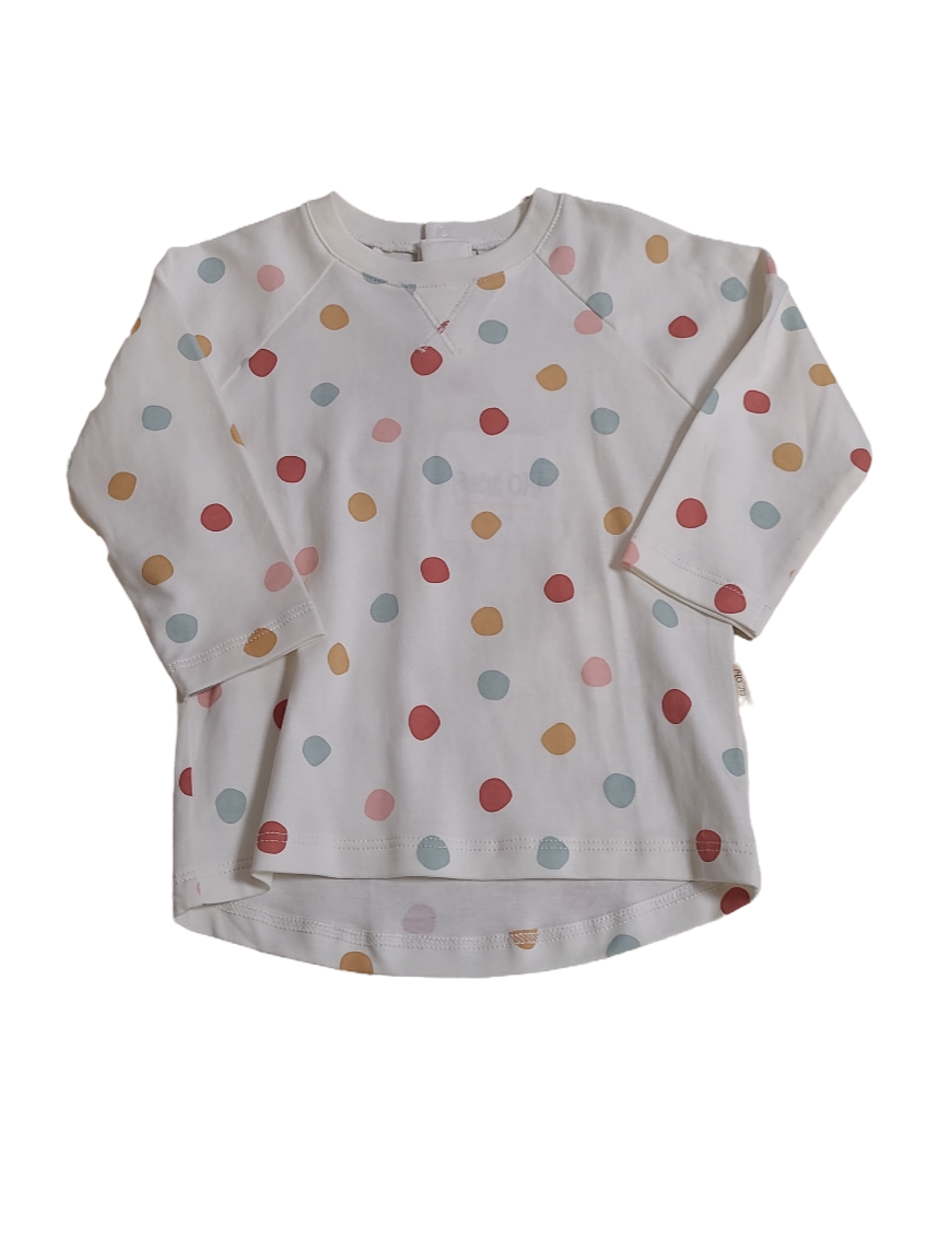 T-shirt L/M &quot;Bolletjes&quot; Petit Oh! Ecru