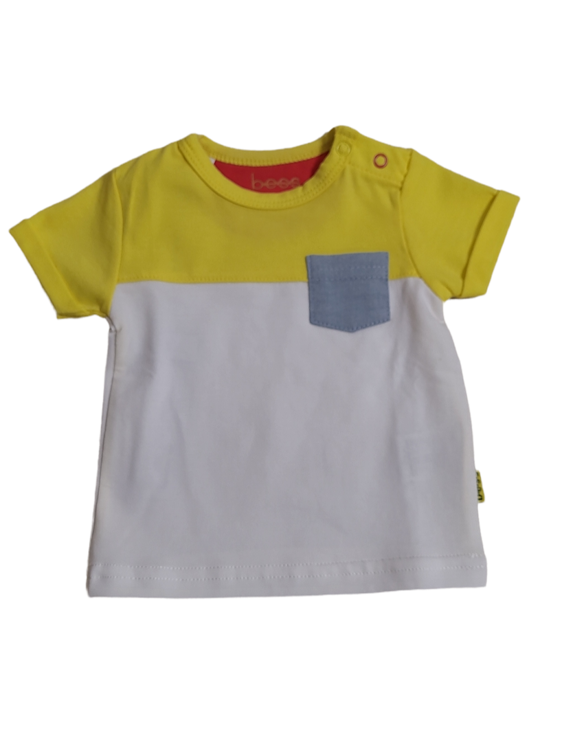 T-shirt Colorblock Bess Geel/Wit