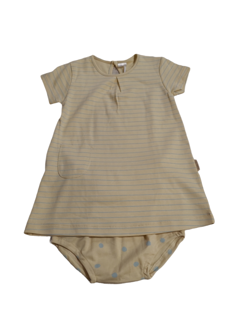 Set Kleedje + Broekje Petit Oh! Geel Gestreept