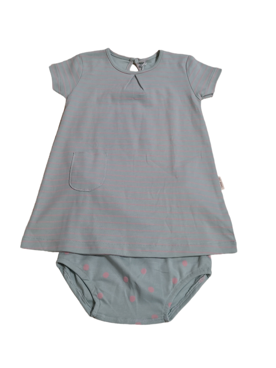 Set Kleedje + Broekje Petit Oh! Mint Gestreept