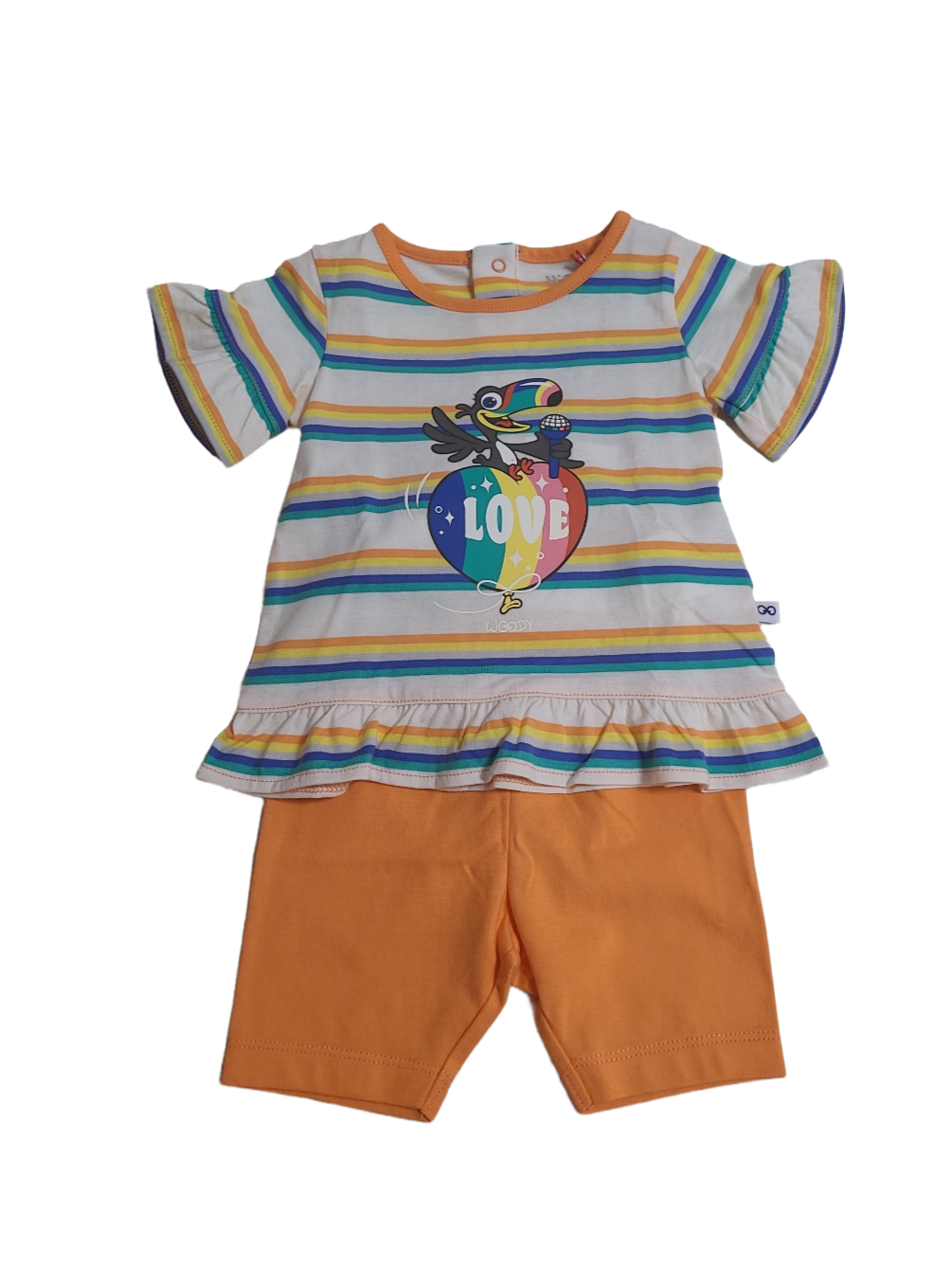 Meisjes Baby Pyjama K/M Short &quot;Tucan&quot; Woody Multi Gestreept