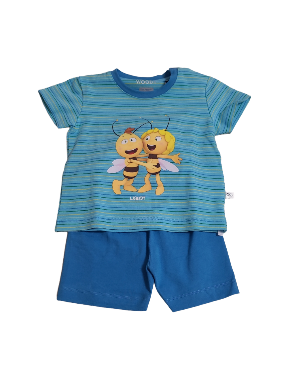 Jongens Baby Pyjama K/M Short &quot;Maya&quot; Woody Blauw Gestreept