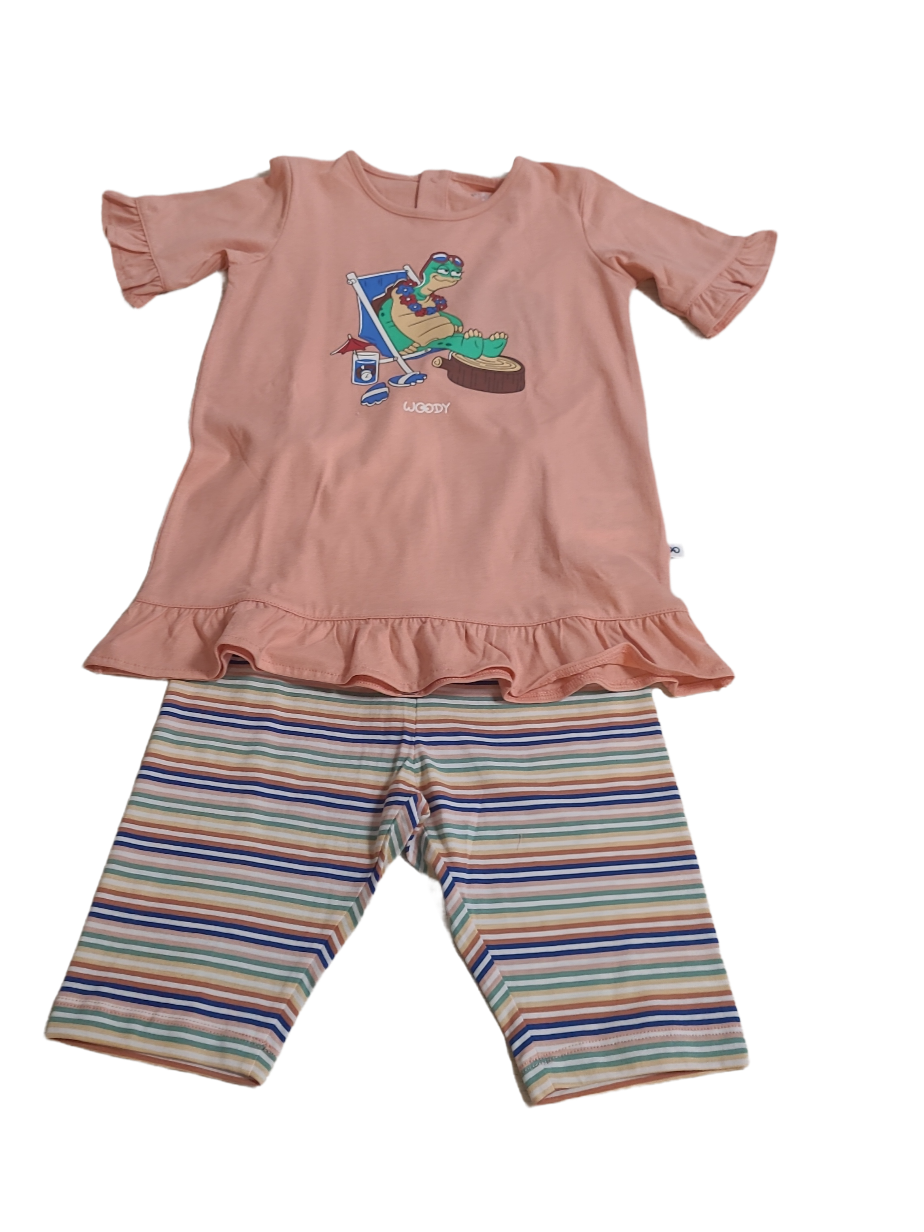 Meisjes Pyjama K/M Short &quot;Turtle&quot; Woody Kraal