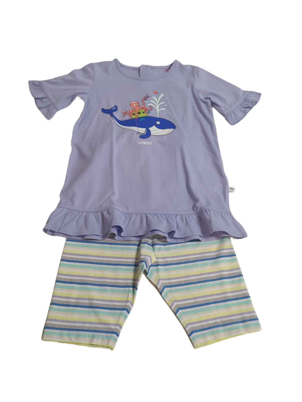 Meisjes Pyjama K/M 3/4 Broek &quot;Whale&quot; Woody Lavendel