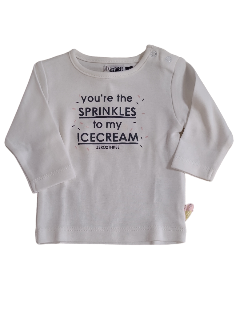 T-shirt L/M &quot;Sprinkles&quot; Zero2Three Ecru