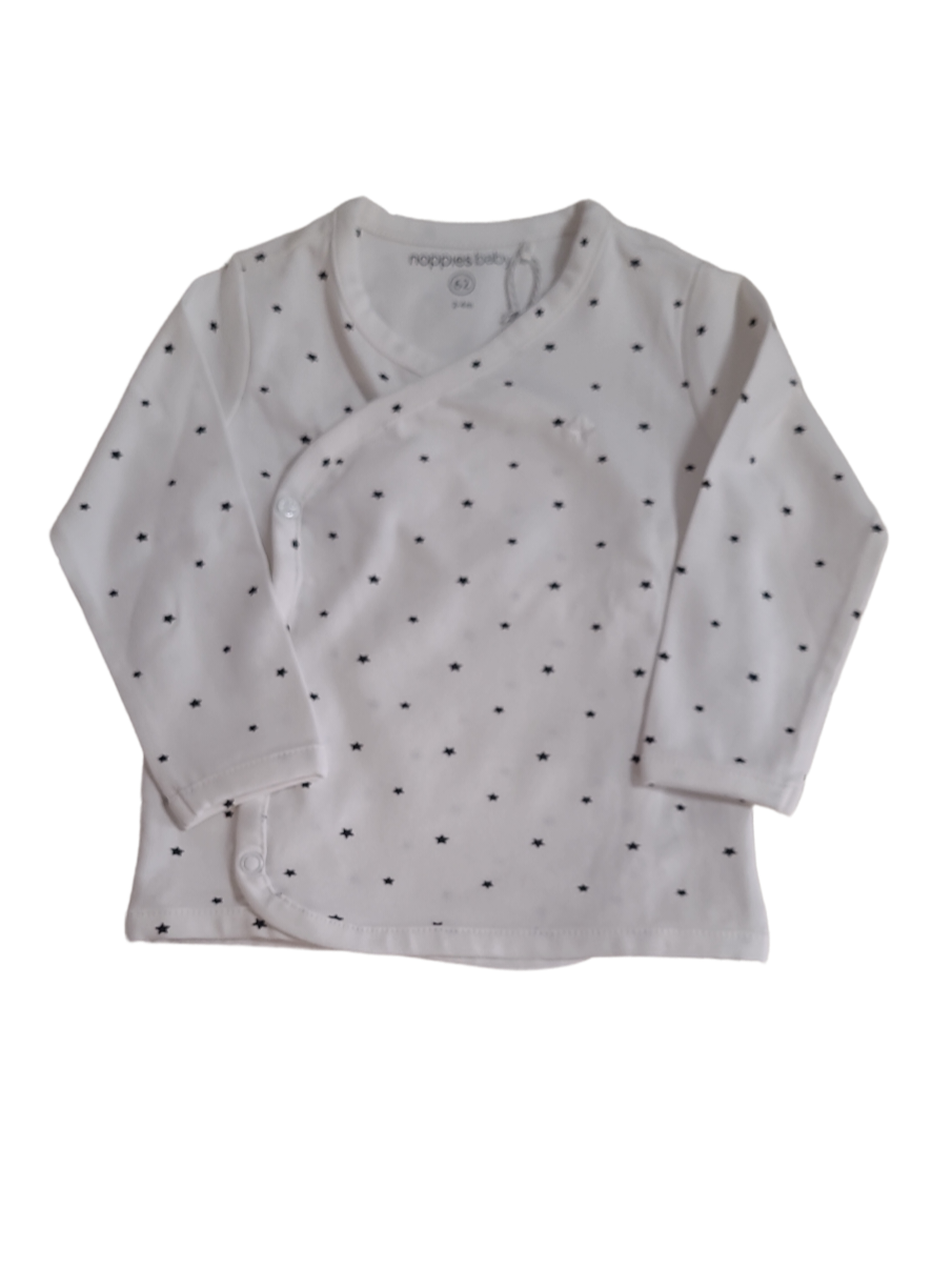T-shirt L/M Drukknopen &quot;Sterretjes&quot; Noppies Wit