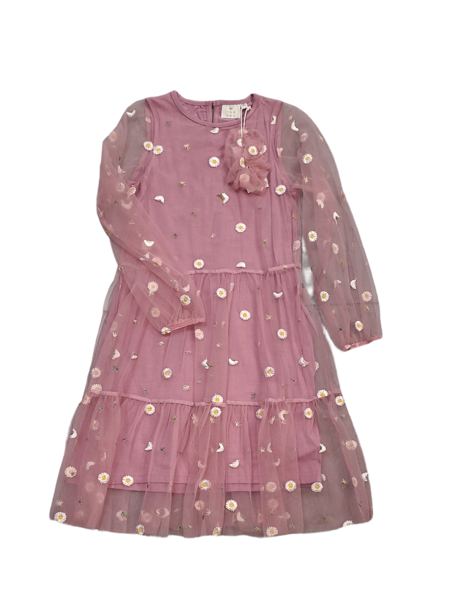Kleed L/M Voile Mouwen /Bloemetjes + Haarlint The New Oudroze