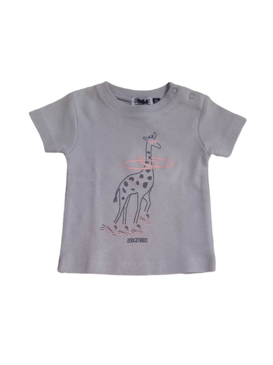 T-shirt &quot;Giraf&quot; Zero 2 Three Grijs