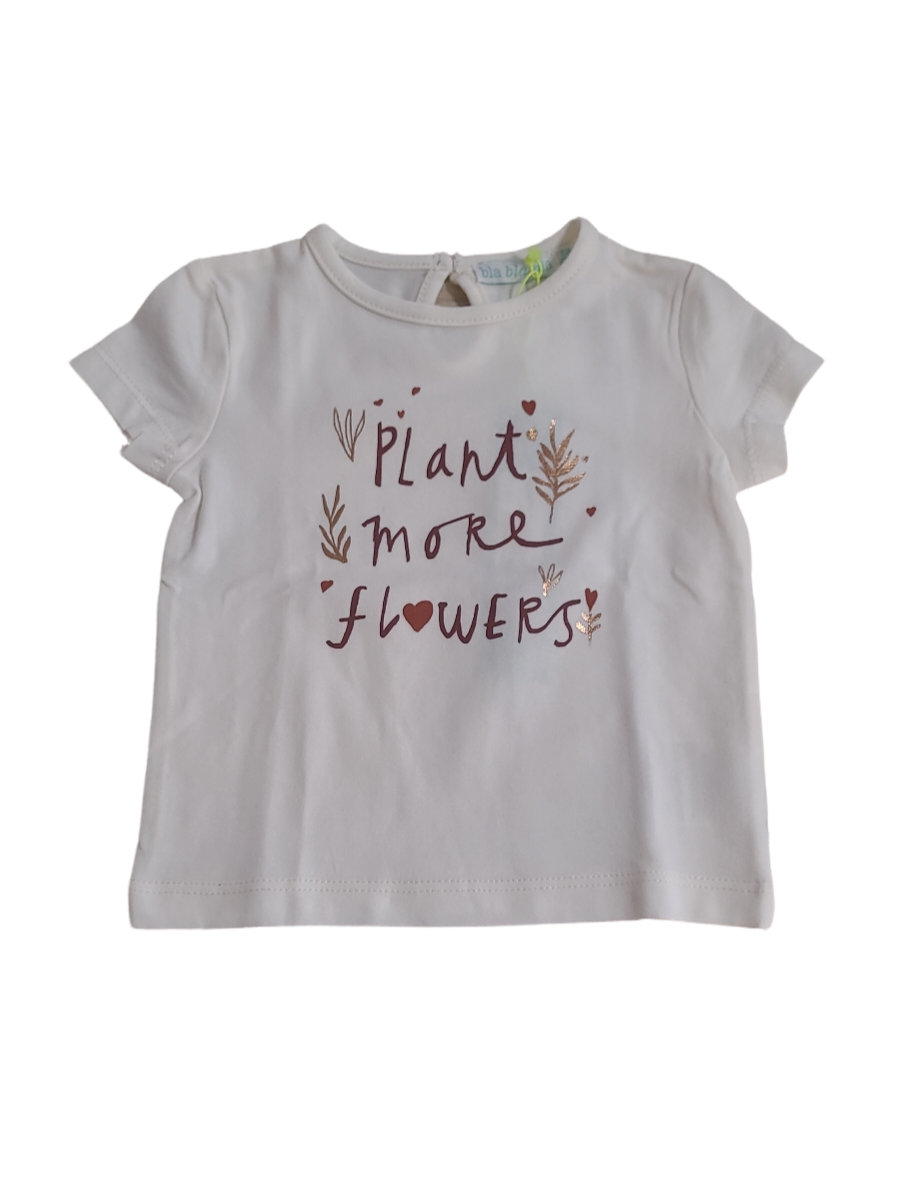 T-shirt &quot;Plant More Flowers&quot; Bla Bla Bla Ecru