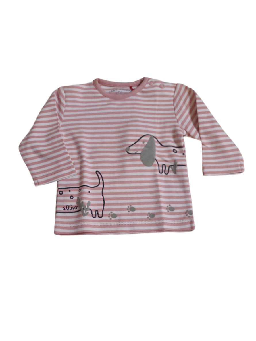 T-shirt L/M &quot;Hond&quot; S-Oliver Oudroze Gestreept