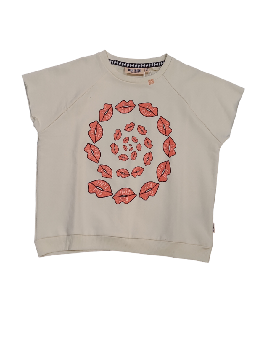 T-shirt &quot;Lips&quot; Blue Rebel Ecru