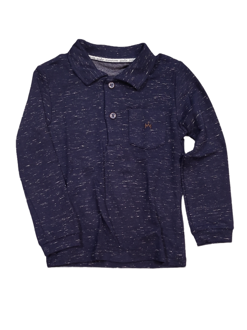 Polo L/M Gymp Marine Gespikkeld