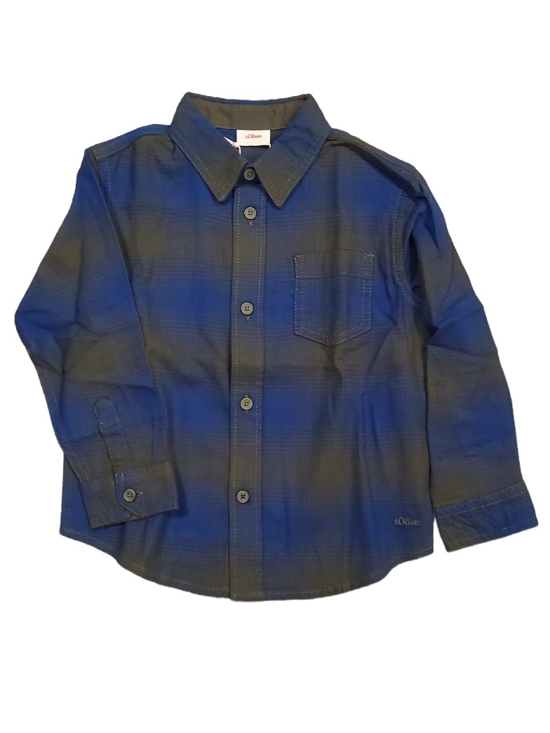 Hemd L/M S-Oliver Blauw/Kaki Geruit