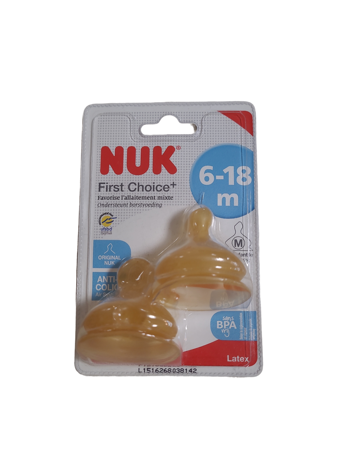 Zuigspenen Anti-Colic Latex Nuk 2st 6-18m