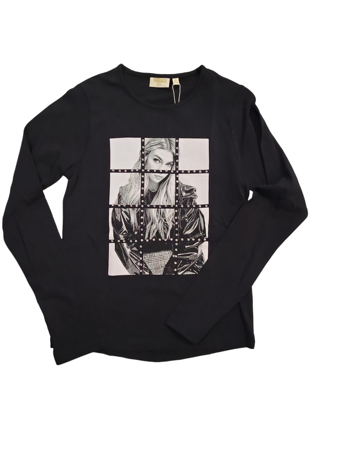 T-shirt L/M Strass UBS2 Zwart