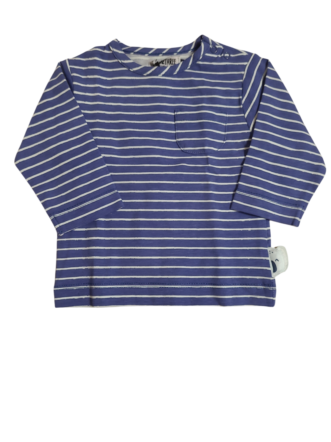 T-shirt L/M Zero 2 Three Blauw Gestreept