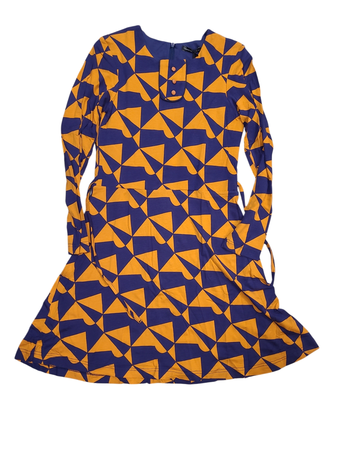 Kleed Retro Strass Oranje/Blauw