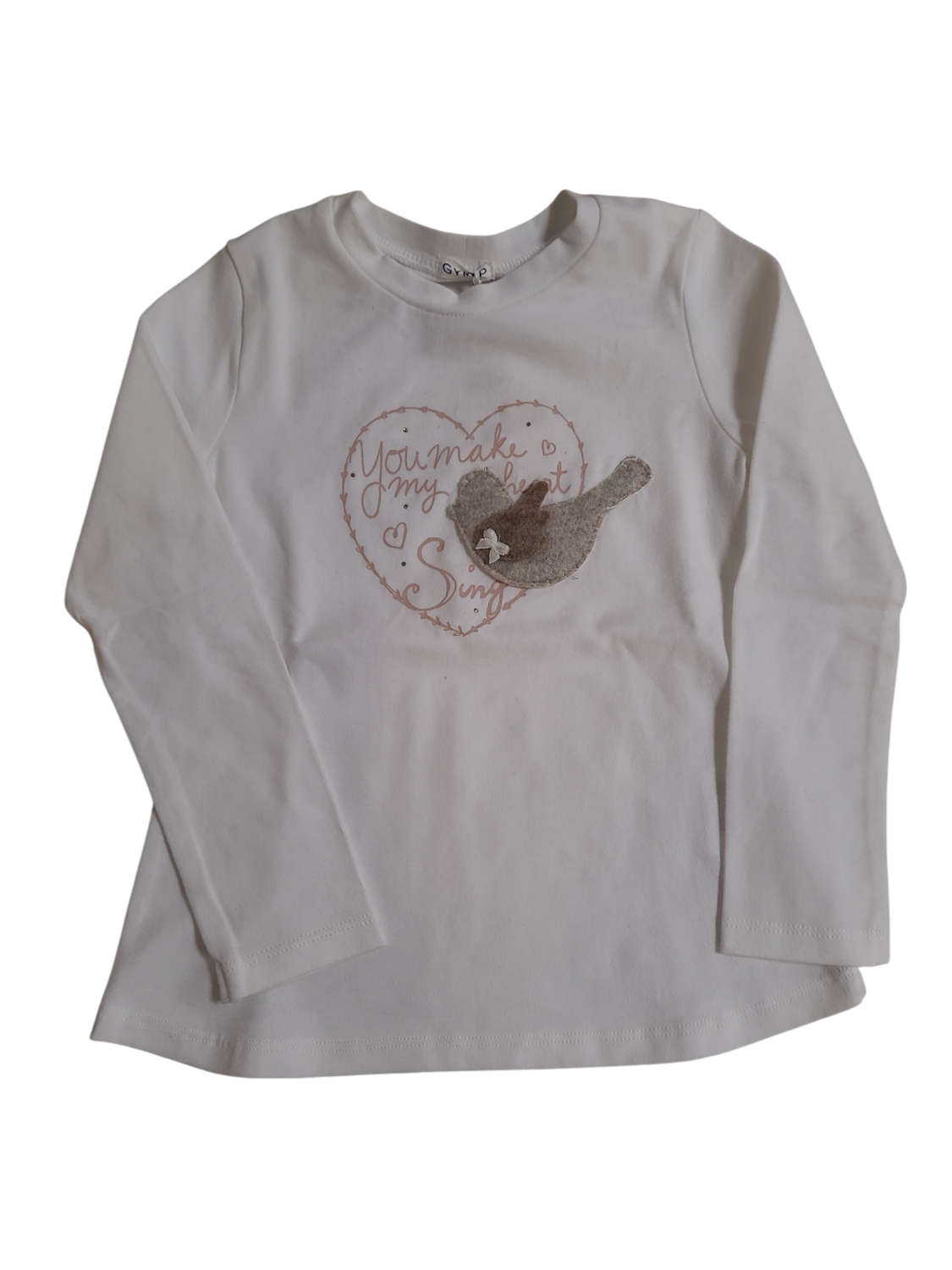T-shirt L/M &quot;You Make My Heart Sing&quot; Gymp Offwhite