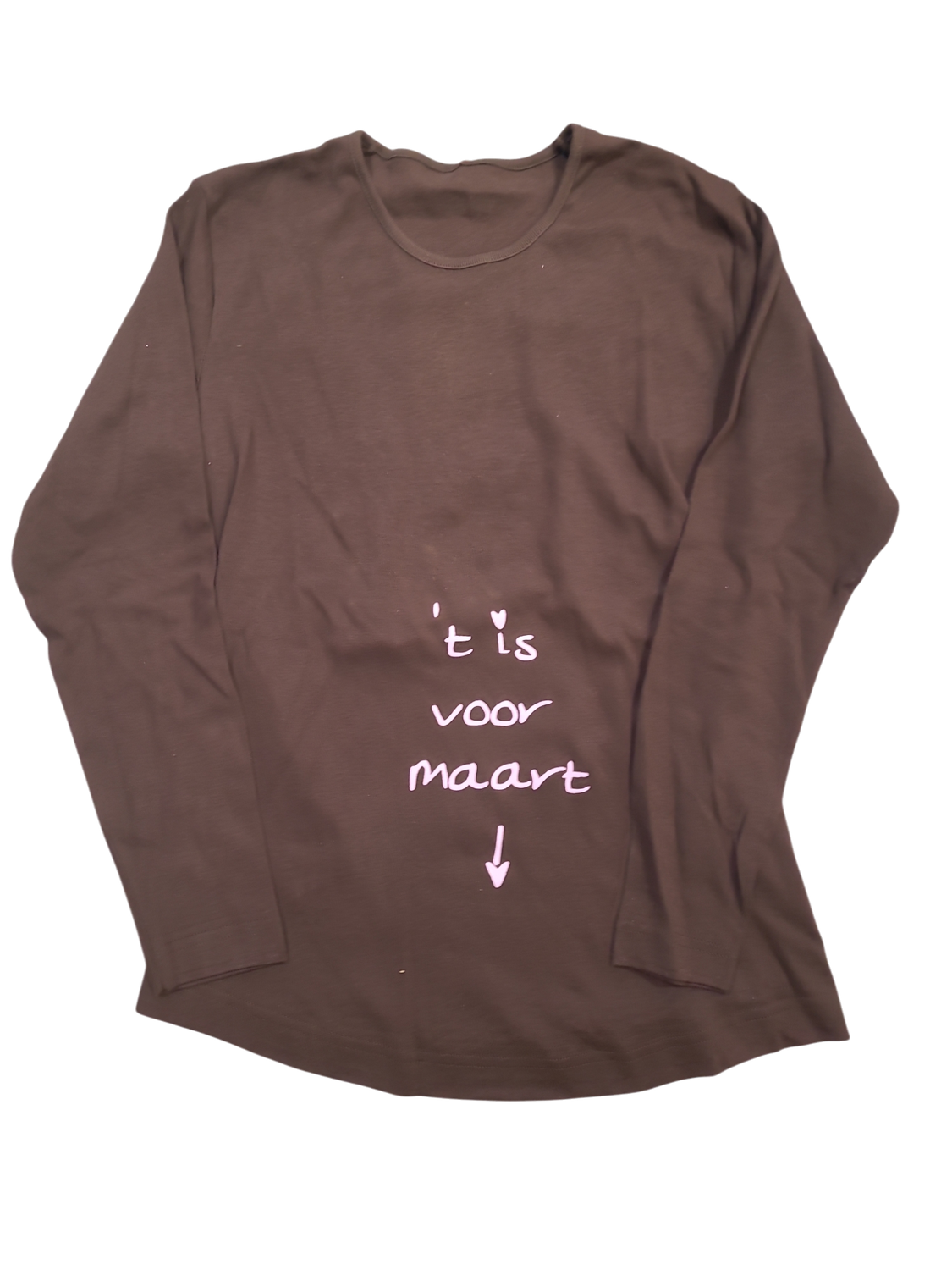 T-shirt L/M &quot;&#39;T Is Voor Maart&quot; Kelmoi Bruin