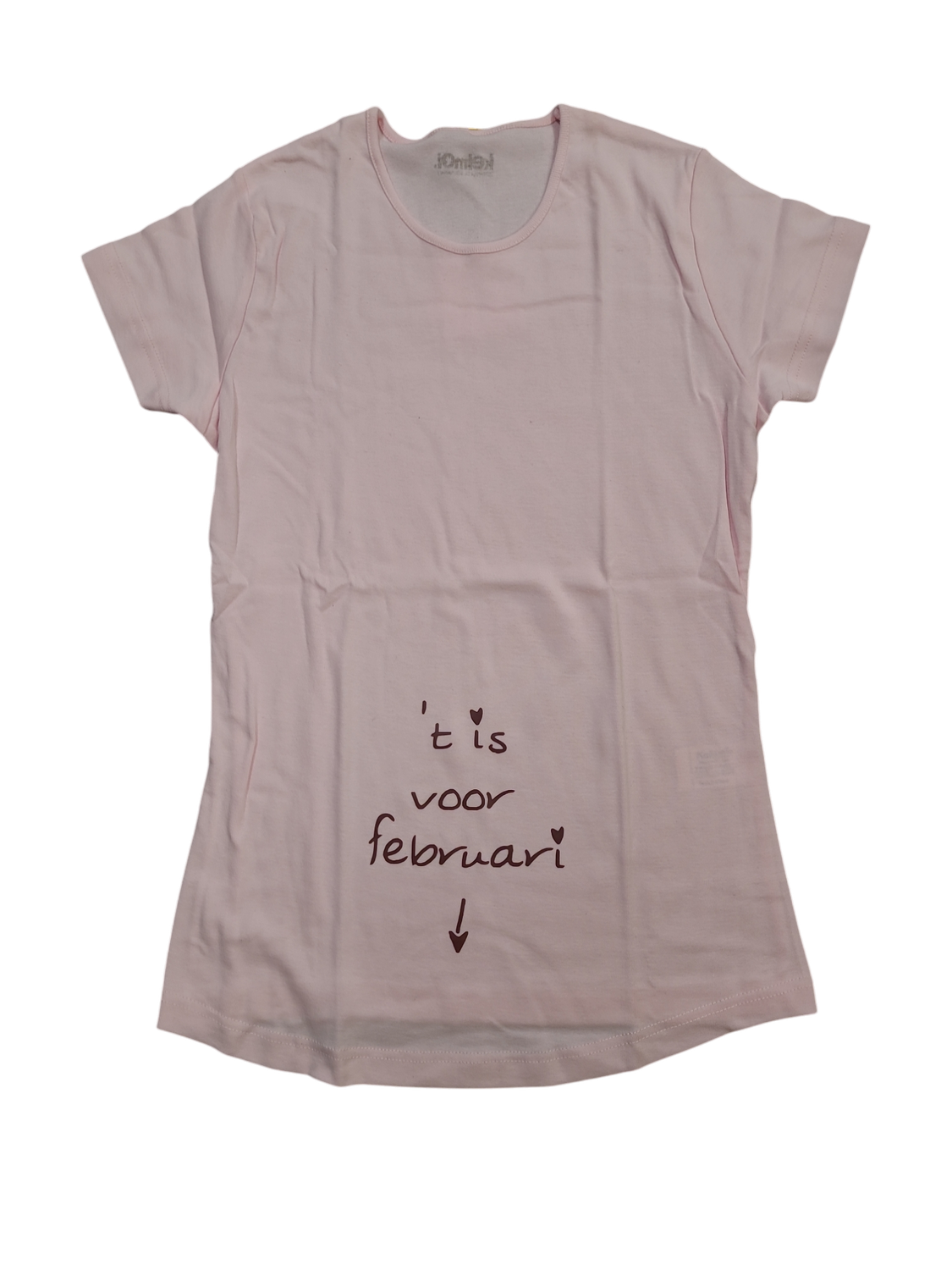 T-shirt K/M &quot;&#39;T Is Voor Februari&quot; Kelmoi Roos