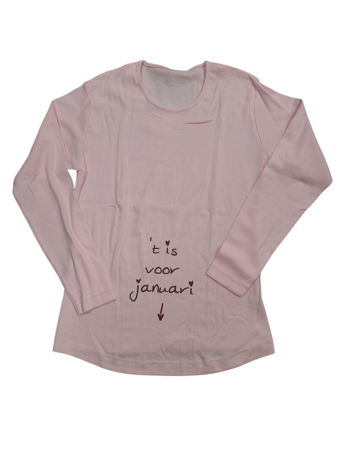 T-shirt L/M &quot;&#39;T Is Voor Januari&quot; Kelmoi Roos